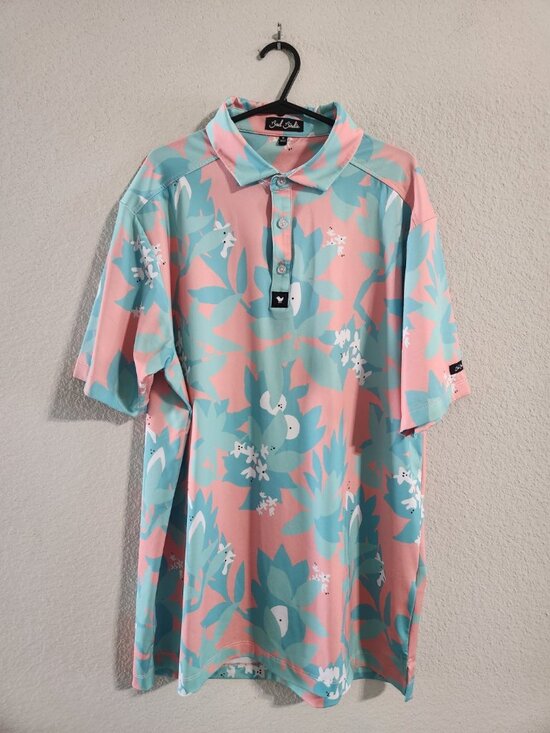 Bad Birdie Other - Bad Birdie Polo Men’s Medium “Land Down Unda” Short Sleeve Performance Golf Polo